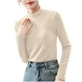 thumbnail image 1 of Wyobmus Womens Turtleneck Shirts Long Sleeve Fleece Undershirts Slim Fit Tops Mock Neck Base Layer Tops Beige, 1 of 4