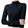 thumbnail image 1 of Wyobmus Womens Turtleneck Sweaters Long Sleeve Cable Knit Sweaters Lightweight Soft Solid Color Base Knitwear A-Black, 1 of 1