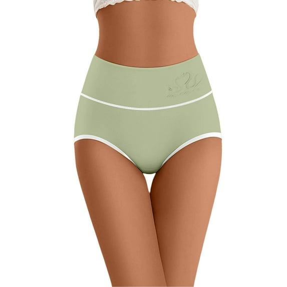 Wyobmus Womens Underwear High Waisted Ladies Panties Soft Full Coverage Briefs Comfortable Control Briefs D-Green*