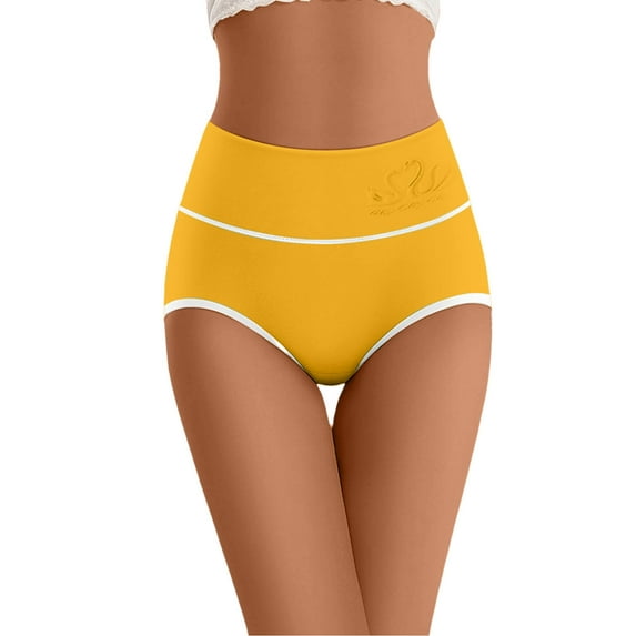 Wyobmus Womens Underwear High Waisted Ladies Panties Soft Full Coverage Briefs Comfortable Control Briefs D-Yellow*