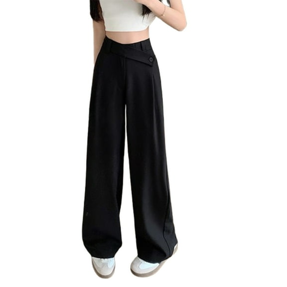 Wyobmus Womens Wide Leg Dress Pants High Waisted Light Colored Narrow Cut Straight Pants Black