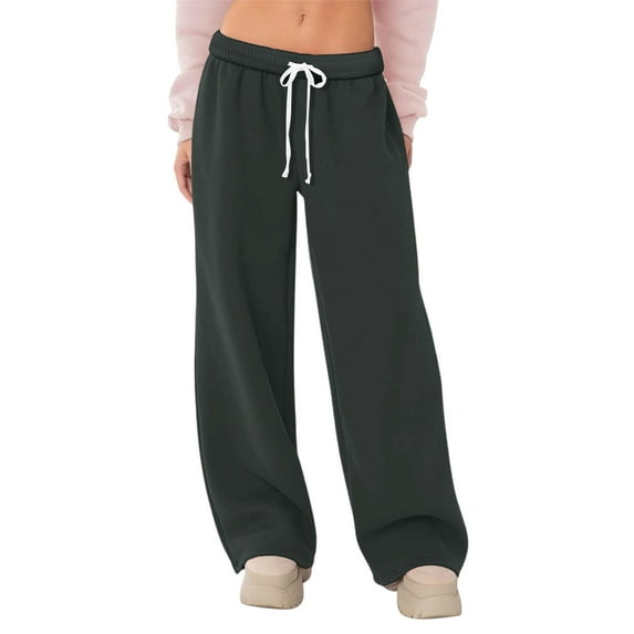 Wyobmus Womens Wide Leg Sweatpants Baggy Loose Joggers Casual Drawstring Waist Lounge Athletic Pants Comfy Sport Trousers A-Dark Gray