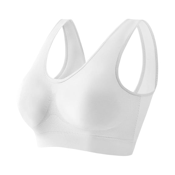 Wyobmus Womens Wireless Bra Scoop Neck Wide Strap Ladies Seamless No Underwire Bras Full Coverage Everyday Wirefree Sport Bra C-White*
