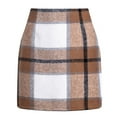 thumbnail image 1 of Wyobmus Womens Wool Plaid Mini Skirt High Waisted Bodycon Zipper Casual Sweater Pencil Skirt Fall Winter Skirts F-Multicolor, 1 of 9