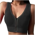 thumbnail image 1 of Wyobmus Womens Workout Bras Wireless Racerback Sports Bra V Neck Yoga Bra Padded Crop Top With Zip Dark Gray, 1 of 6