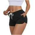 thumbnail image 1 of Wyobums Workout Shorts for Women Casual Running Sweat Shorts Low Rise Mini Shorts with Drawstring Summer Sleepwear Short Black, 1 of 8