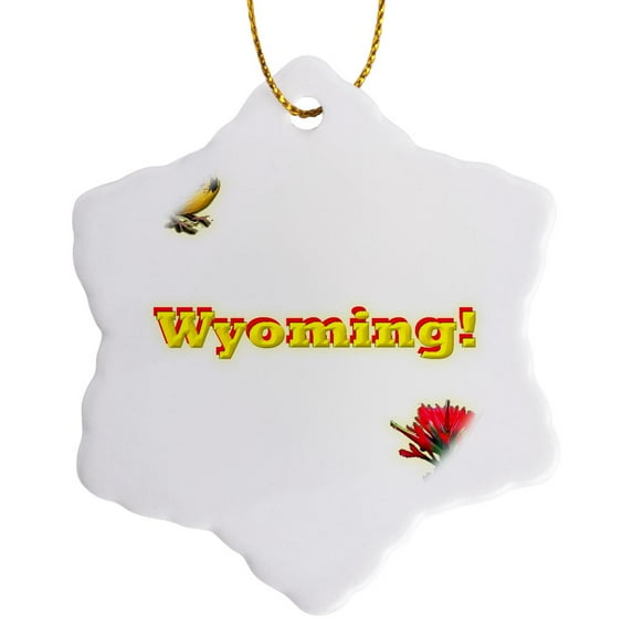 3drose, Wyoming, 3 inch Snowflake Porcelain Ornament