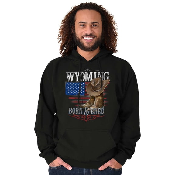 Wyoming Born and Bred Western Cowboy Hoodie Hooded Sweatshirt Men Brisco Brands M