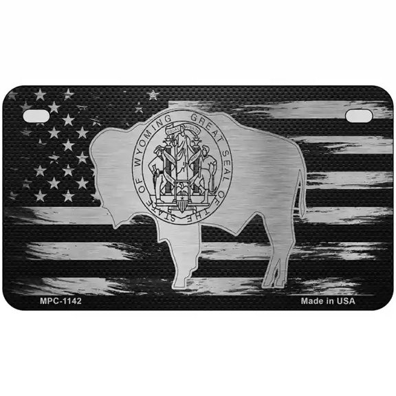Wyoming Carbon Fiber Novelty Metal License Plate 7" x 4" Motorcycle (MP)