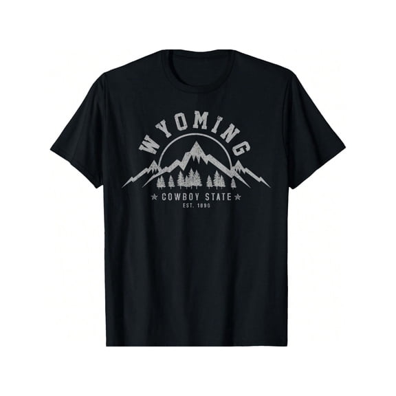 Wyoming Cowboy State Vintage Mountain Graphic T-Shirt Retro Nature Outdoors Tee for Men and Women