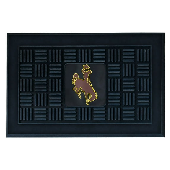 Wyoming Cowboys 19" x 30" Vinyl Medallion Door Mat - Black