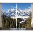 thumbnail image 1 of Ambesonne Wyoming Curtains 2 Panel Set, Magnificent Grand Teton, 108" x 96", Green Multicolor, 1 of 3