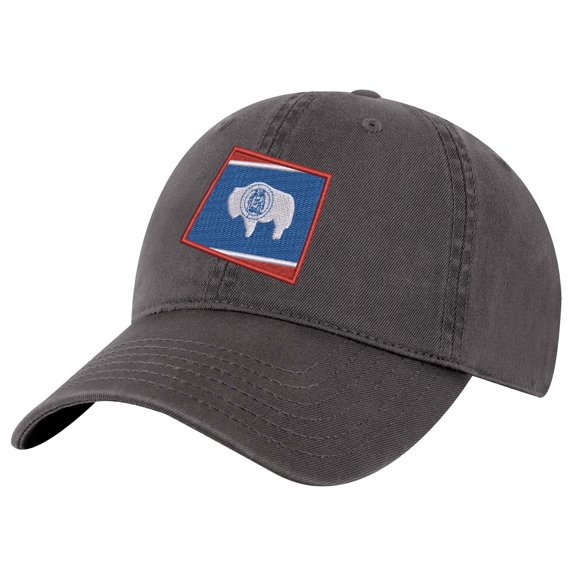 Wyoming Flag Baseball Cap – Embroidered Cowboy State Hat with Bucking Bronco (Charcoal)