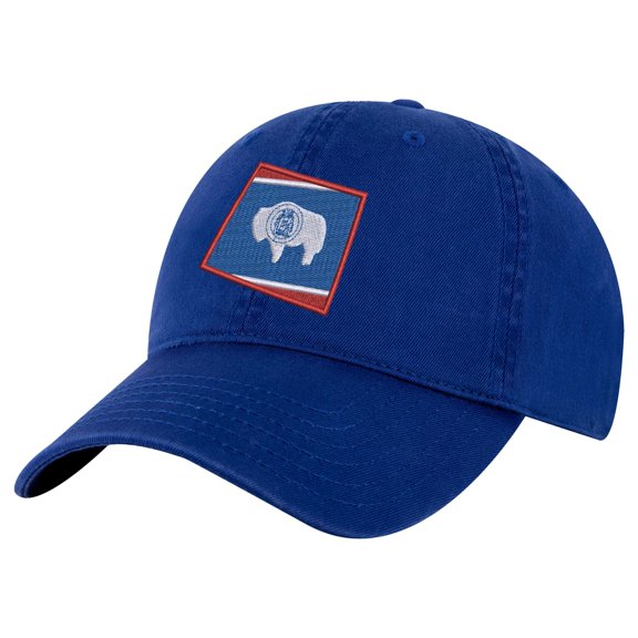 Wyoming Flag Baseball Cap – Embroidered Cowboy State Hat with Bucking Bronco (RoyalBlue)