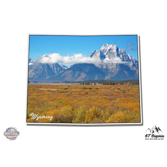 Wyoming Grand Teton Mountains View - 5" Vinyl Sticker - For Car Laptop I-Pad - Waterproof Decal