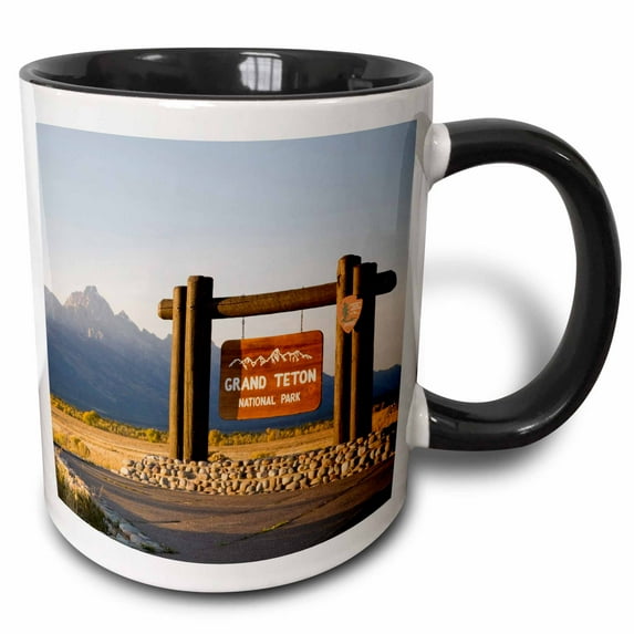3drose, Wyoming, Grand Teton Np, Park Entrance - Us51 Jwi0501 - Jamie and Judy Wild, 15oz Two-tone Black Mug