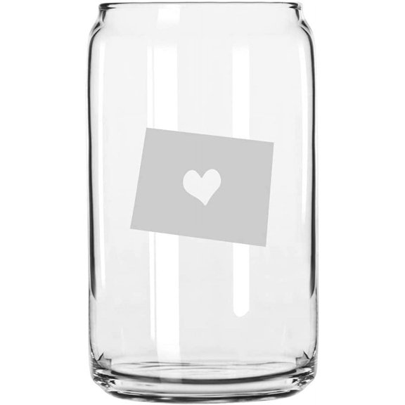 Wyoming Heart States Etched 16oz Libbey Can Glass