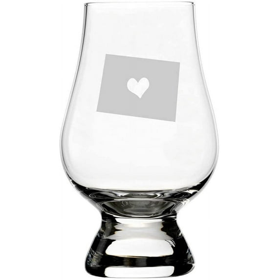 Wyoming Heart States Etched 6.5oz Glencairn Whisky Glass