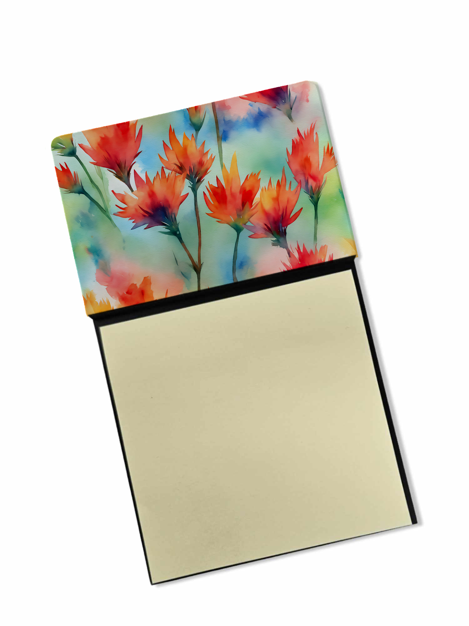 Wyoming Indian Paintbrush in Watercolor Sticky Note Holder 3.25 in x 5.25 in