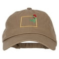 thumbnail image 1 of Wyoming Indian Paintbrush with Map Embroidered Unstructured Washed Cap - Khaki OSFM, 1 of 5