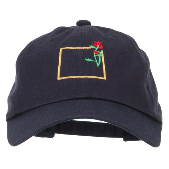 Wyoming Indian Paintbrush with Map Embroidered Unstructured Washed Cap - Navy OSFM