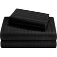 thumbnail image 1 of Wyoming King Size Cotton Sheets Set, 4 Piece 400 Thread Count Luxury Sheets & Pillowcases, Upto 18" Inches Deep Pocket & 100% Egyptian Cotton Bedsheets, Soft & Cooling - Black Stripe., 1 of 6