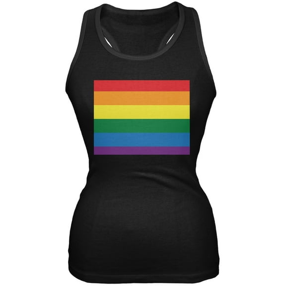 Wyoming LGBT Lesbian Pride Rainbow Black Juniors Soft Tank Top - 2X-Large