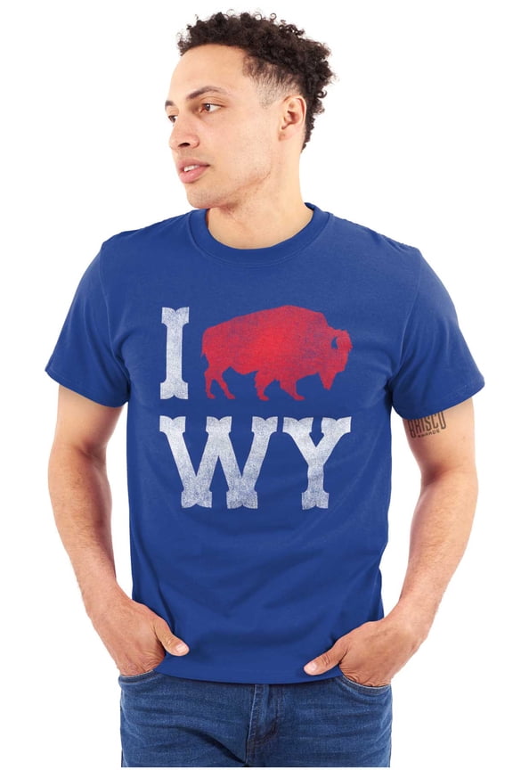 Wyoming Love Buffalo Bison Souvenir Men's Graphic T Shirt Tees Brisco Brands L