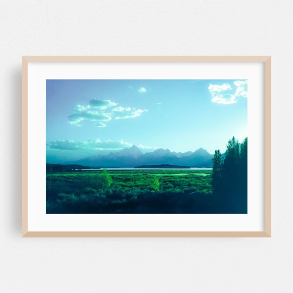 Wyoming Majestic Tranquility - Wyoming Photography Landscape Mountain Nature Lake Scenic Wilderness Forest Oak Framed Wall Art Print 16 x 24 inches
