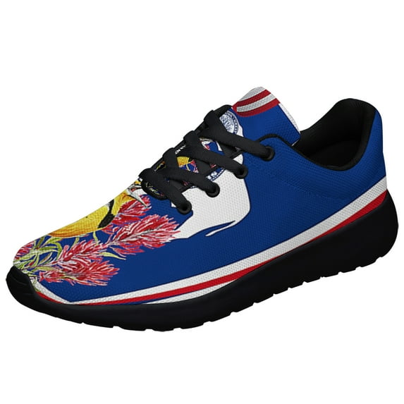 Wyoming Meadowlark Bird and Indian Paintbrush Flower Shoes Sneakers Black Size 8.5