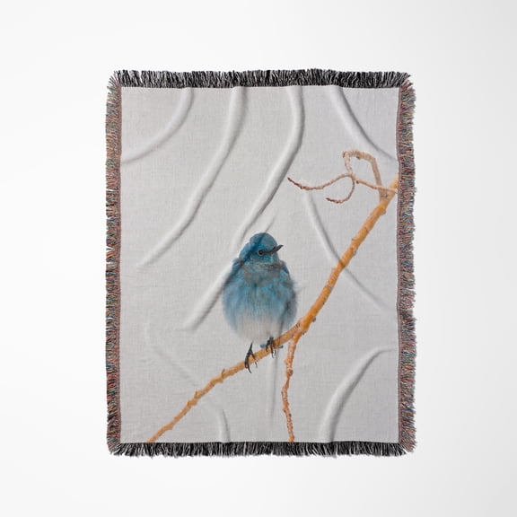 Wyoming, Migrating Mountain Bluebird, Woven Blanket