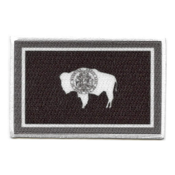 Wyoming Patch State Flag Grayscale Embroidered Iron On