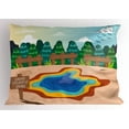 thumbnail image 1 of Wyoming Pillow Sham, Cartoon Design Image of Grand Prismatic Spring in Yellowstone National Park, Decorative Standard Queen Size Printed Pillowcase, 30" X 20", Multicolor, by Ambesonne, 1 of 2