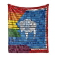 thumbnail image 1 of Wyoming Soft Flannel Fleece Throw Blanket, Digital Illustration of Equality State and Gay Pride Flags on Brick Wall Look, Cozy Plush for Indoor and Outdoor Use, 50" x 70", Multicolor, by Ambesonne, 1 of 6