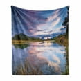 thumbnail image 1 of Wyoming Soft Flannel Fleece Throw Blanket, Nature Outdoor Scene of Colorful Sunset on Oxbow Bend of Snake River, Cozy Plush for Indoor and Outdoor Use, 50" x 70", Multicolor, by Ambesonne, 1 of 6