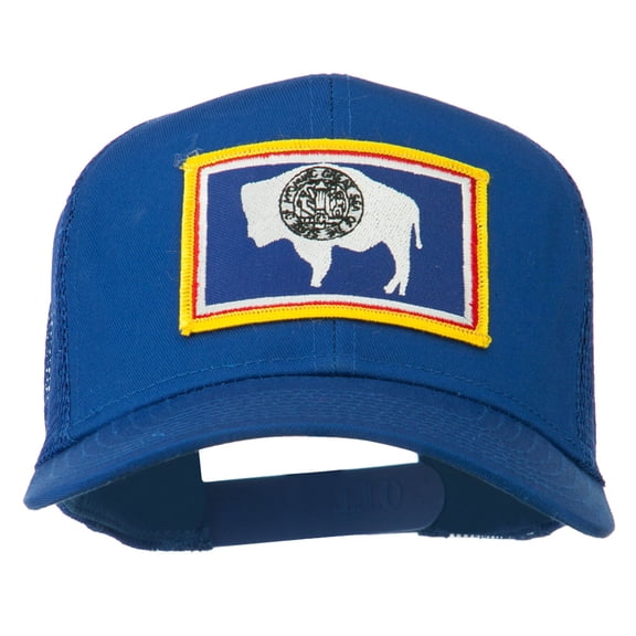 Wyoming State Flag Patched Mesh Cap - Royal OSFM