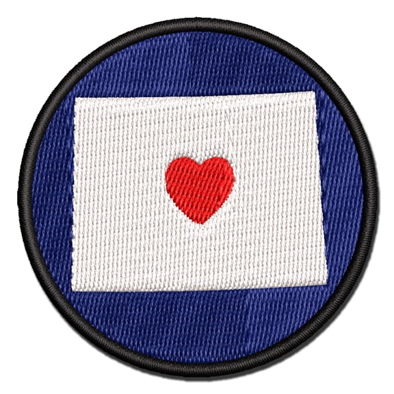Wyoming State with Heart Applique Multi-Color Embroidered Hook & Loop Patch - 2.5 Inch Small
