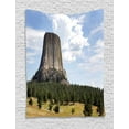 thumbnail image 1 of Wyoming Tapestry, Landscape Photo of Devils Tower National Monument with Trees and Amazing Sky, Wall Hanging for Bedroom Living Room Dorm Decor, 40"W X 60"L, Multicolor, by Ambesonne, 1 of 2