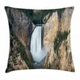 thumbnail image 1 of Wyoming Throw Pillow Cushion Cover, Grand Canyon of Yellowstone Outdoor Scene of Waterfall, Decorative Square Accent Pillow Case, 20" X 20", Dark Sand Brown Hunter Green and White, by Ambesonne, 1 of 2