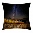 thumbnail image 1 of Wyoming Throw Pillow Cushion Cover, Starry Autumn Night View Photo with Amazing Milky Way Aspen Trees and Tetons, Decorative Square Accent Pillow Case, 16" X 16", Multicolor, by Ambesonne, 1 of 2