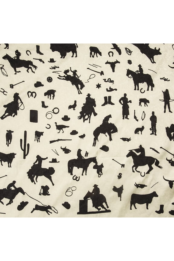 Wyoming Traders Ivory Cowboy Silhouettes Wild Rag