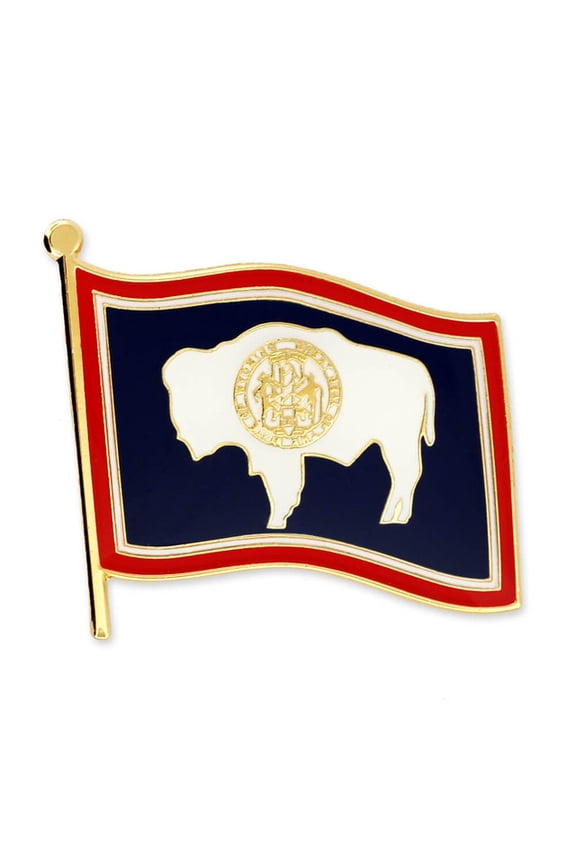 Wyoming US State Flag WY Enamel Lapel Button Pins - 100 Pack