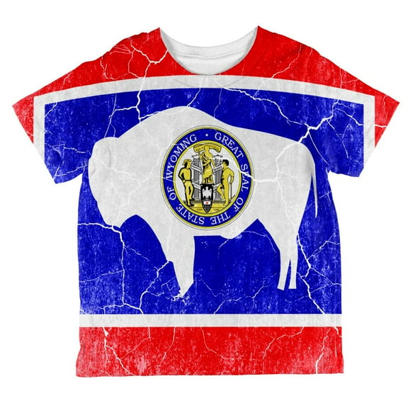 Wyoming Vintage Distressed State Flag All Over Toddler T Shirt Multi 6T
