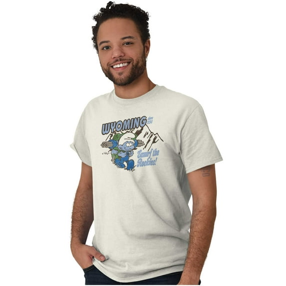 Wyoming WY Hiking Mountains Smurfs Men's Graphic T Shirt Tees Brisco Brands S