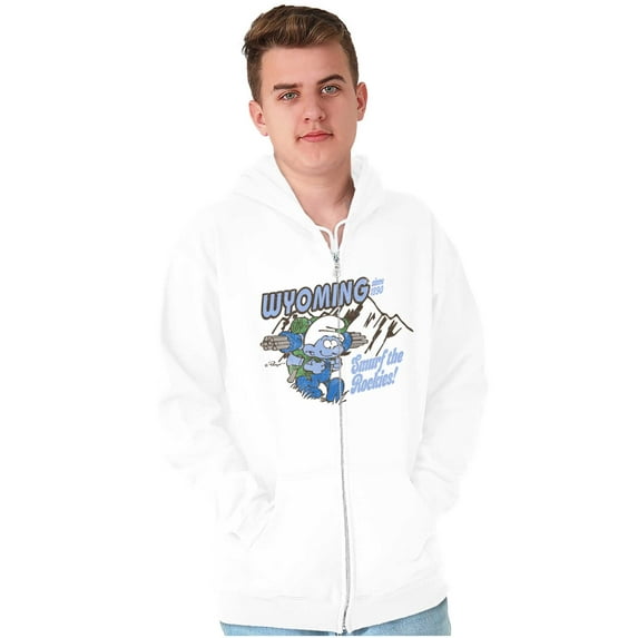 Wyoming WY Hiking Mountains Smurfs Unisex Plus Size Zip Hoodie Brisco Brands 4X