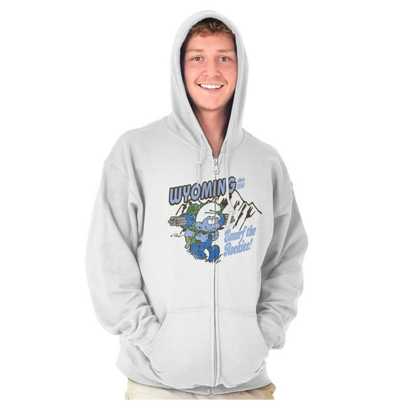 Wyoming WY Hiking Mountains Smurfs Zip Up Hoodie Men's Women's Brisco Brands M