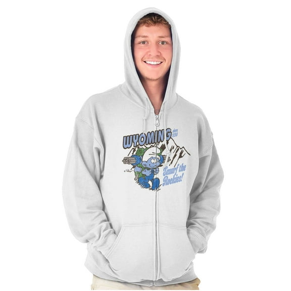Wyoming WY Hiking Mountains Smurfs Zip Up Hoodie Men's Women's Brisco Brands X