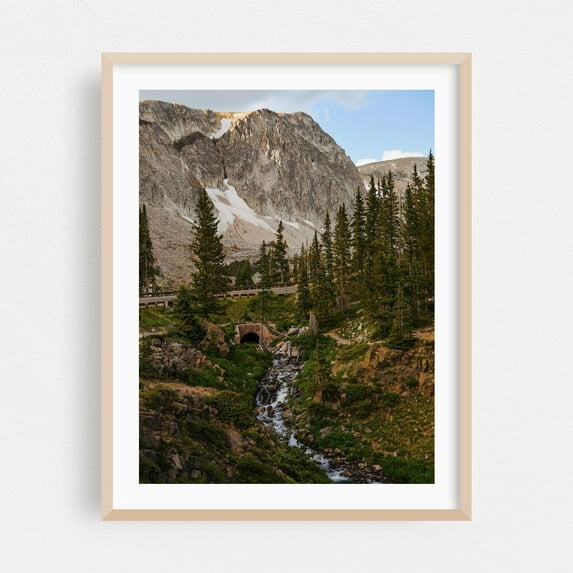 Wyoming Waterfall - Centennial Wyoming Photography Mountain Landscape Nature Scenic Wilderness Forest Waterfall Oak Framed Wall Art Print 6 x 8 inches