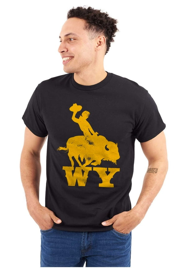 Wyoming Western Rodeo Rider WY Men's Graphic T Shirt Tees Brisco Brands L