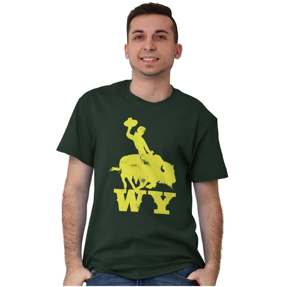 Wyoming Western Rodeo Rider WY Men's Graphic T Shirt Tees Brisco Brands S